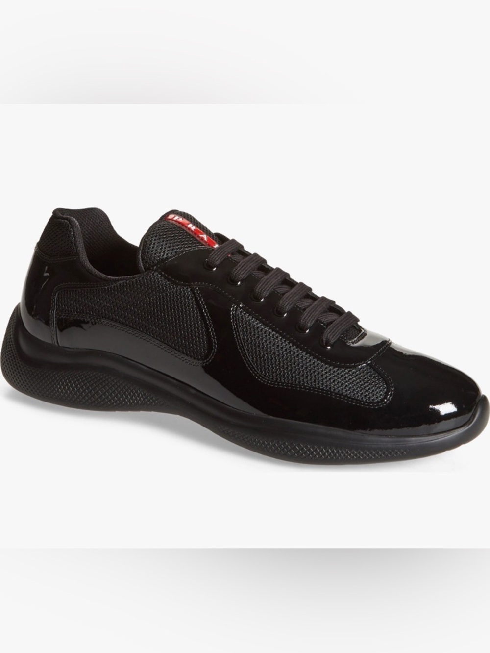Prada America's Cup Vernice Bike Low Top Sneaker Shoes NEW patent black